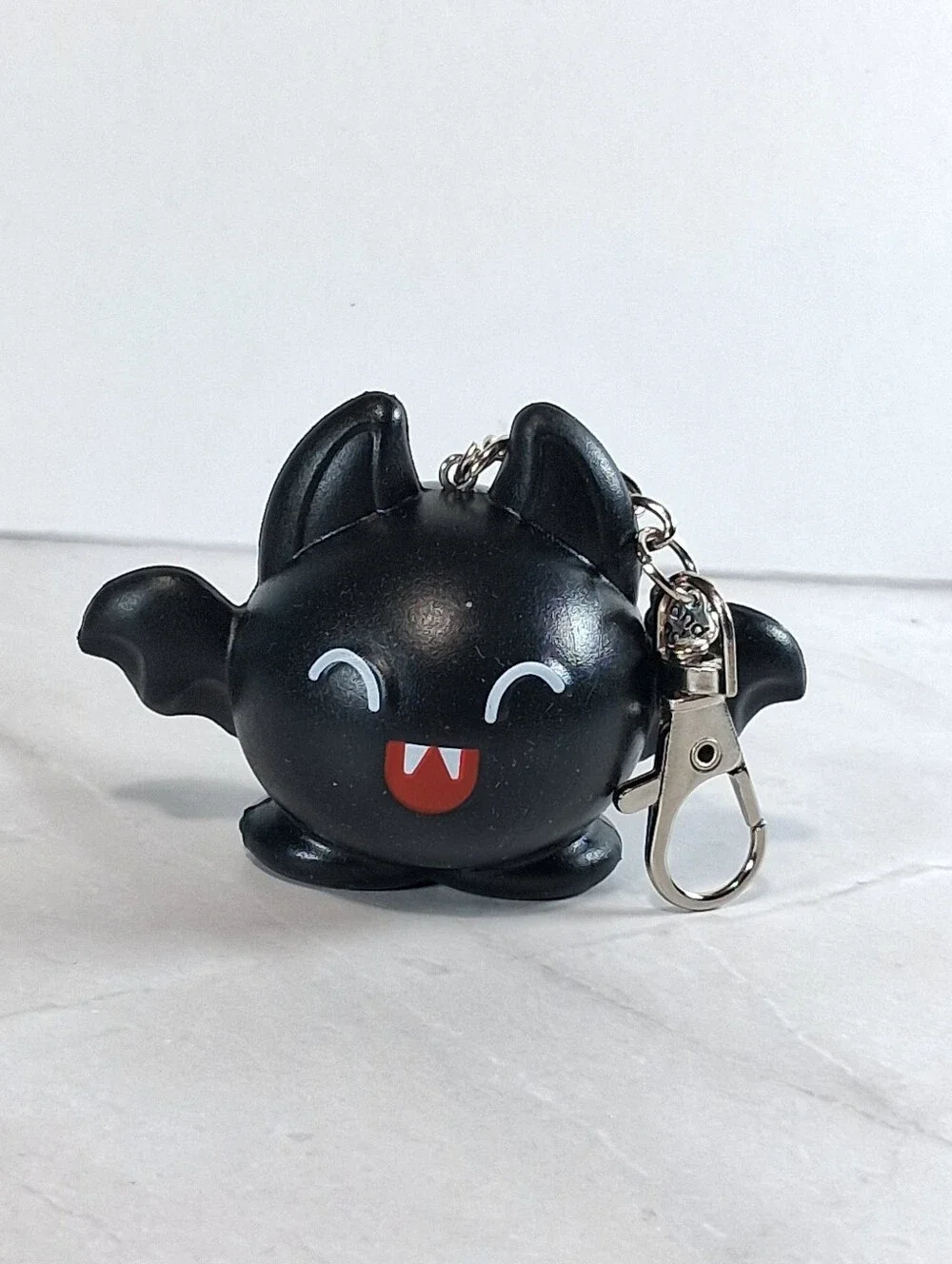 Handmade Black Bat Keychain Charm – Upcycled Halloween Bag Purse Backpack Access